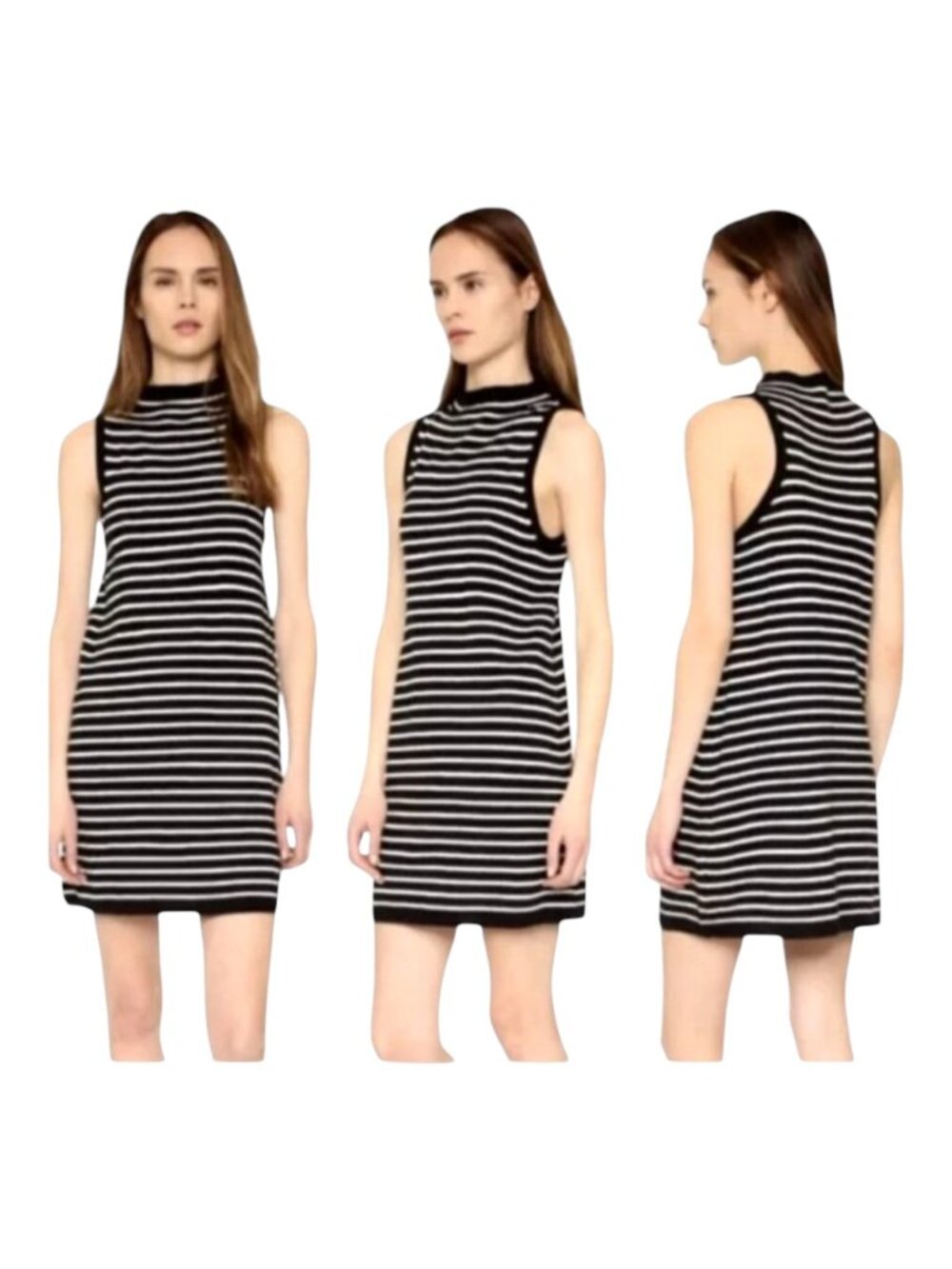 Cupcakes And Cashmere Dress Women Medium Black White Striped Knit‎ Piper Mini